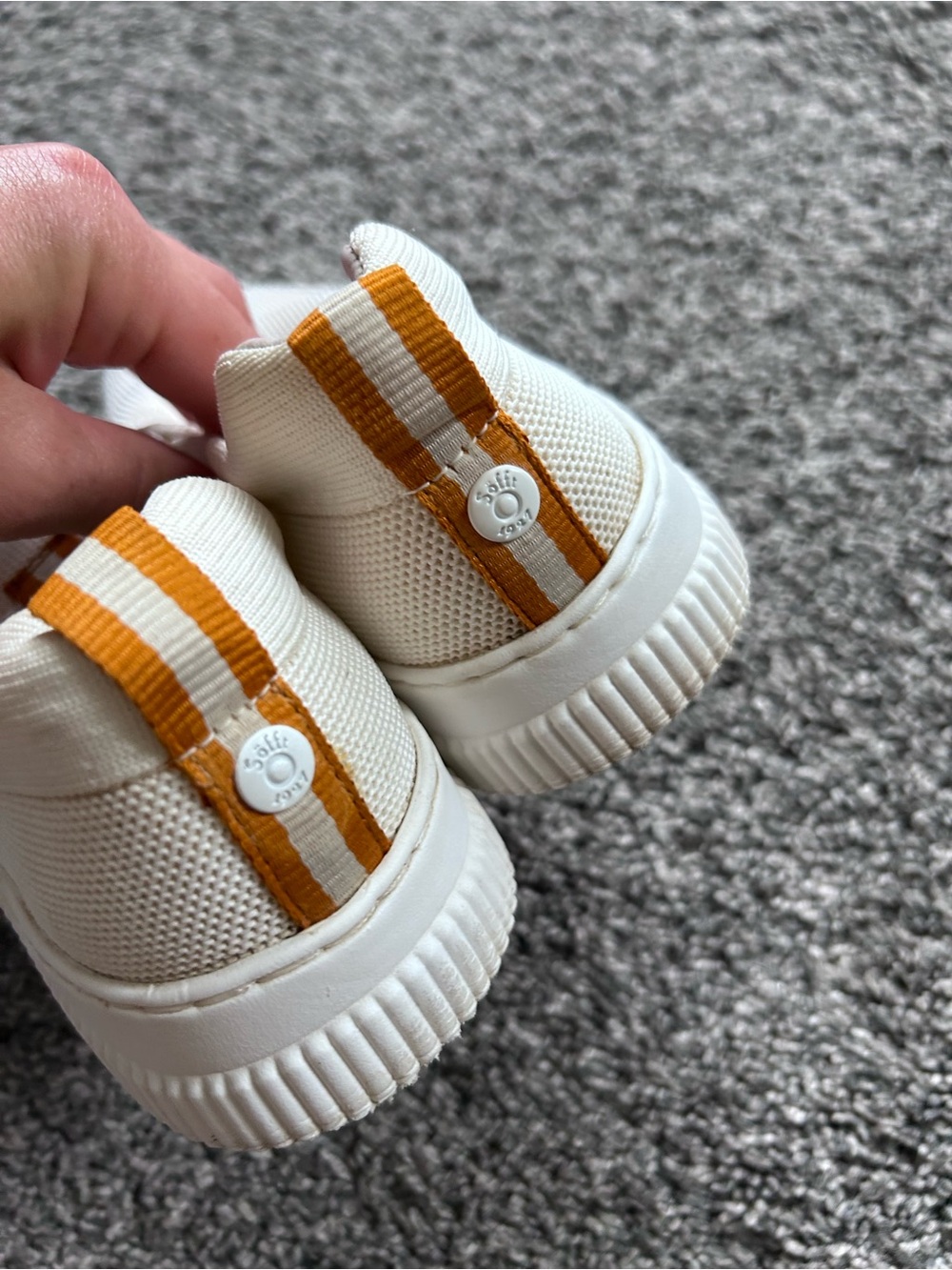 Sofft White Slip-On Flats with Tan Pull Tabs - Picture 2 of 3